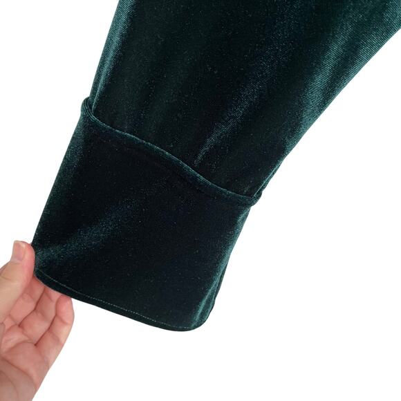 Calvin Klein Dress Womens Plus 16W Dark Green Velvet Velour Collared Twist Front - Picture 3 of 9